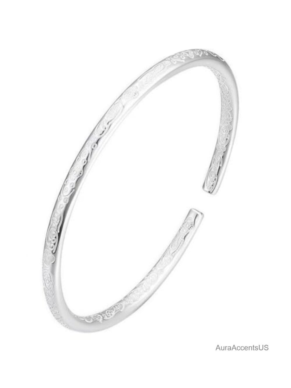Italian Sterling Silver Stackable Cuff Bracelet Open Bangle for Women